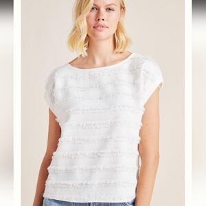 Maeve by Anthropologie Barton Textured Ivory Blouse